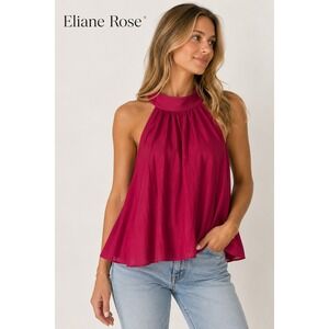 Eliane Rose Magenta Pink Halter Mock Neck Sleeveless Top Large NWT